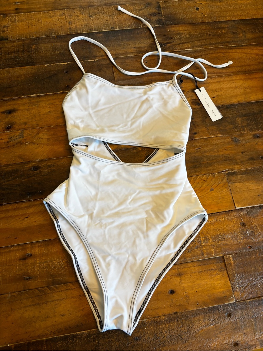 NWT The Ones Who White Cutout One Piece Swimsuit XS Handmade LA